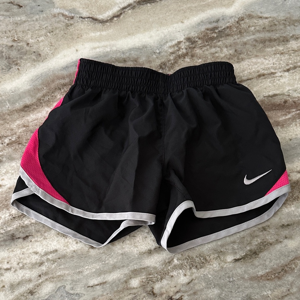 Nike Kids Black Shorts with Pink and Gray Accents